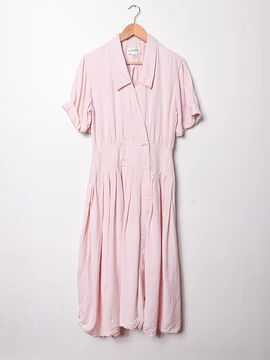Vestido rosa pastel cruzado vntg