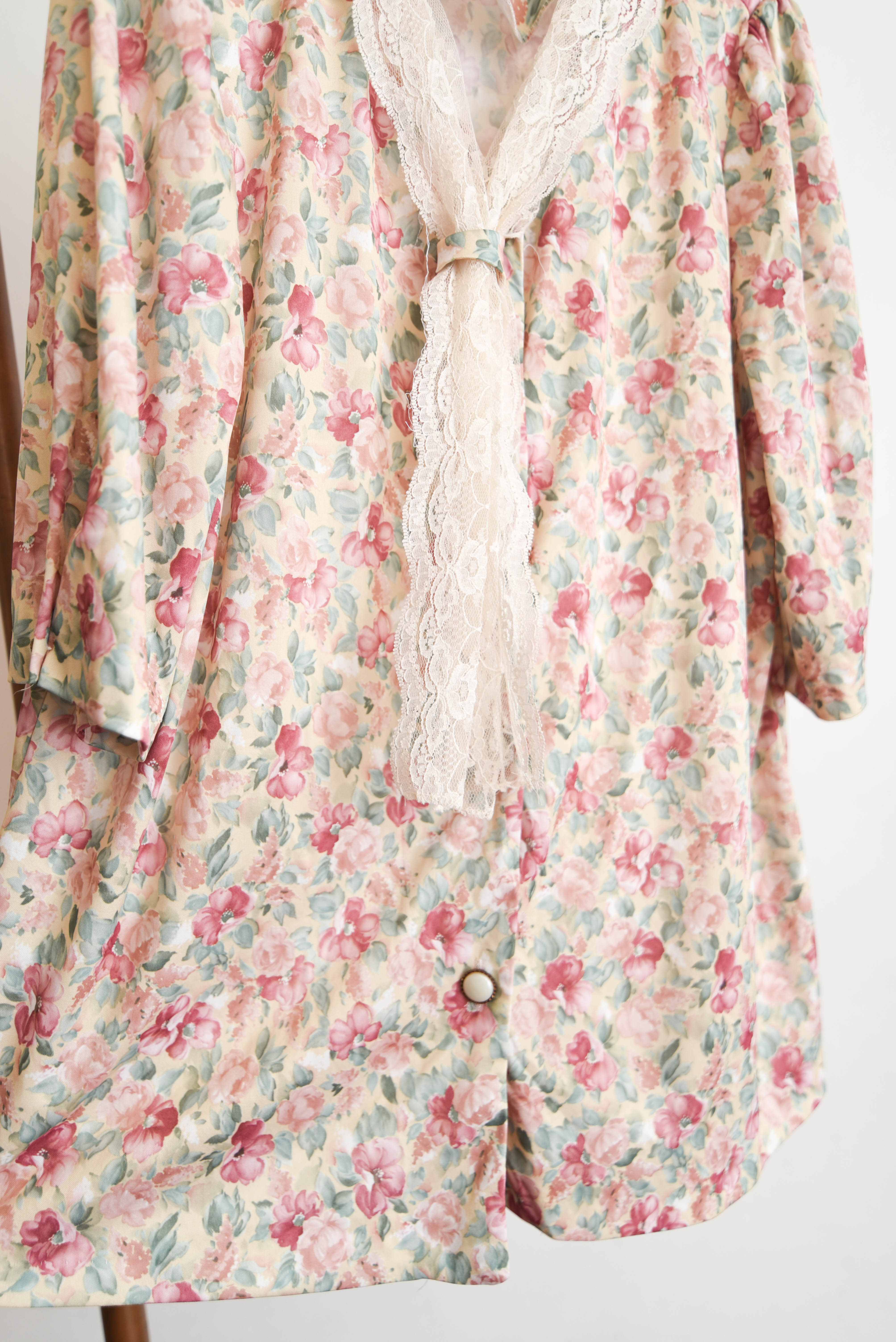 Vestido verde floral pastel vintage cuellito