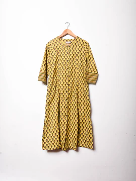 Maxi vestido amarillo floral túnica