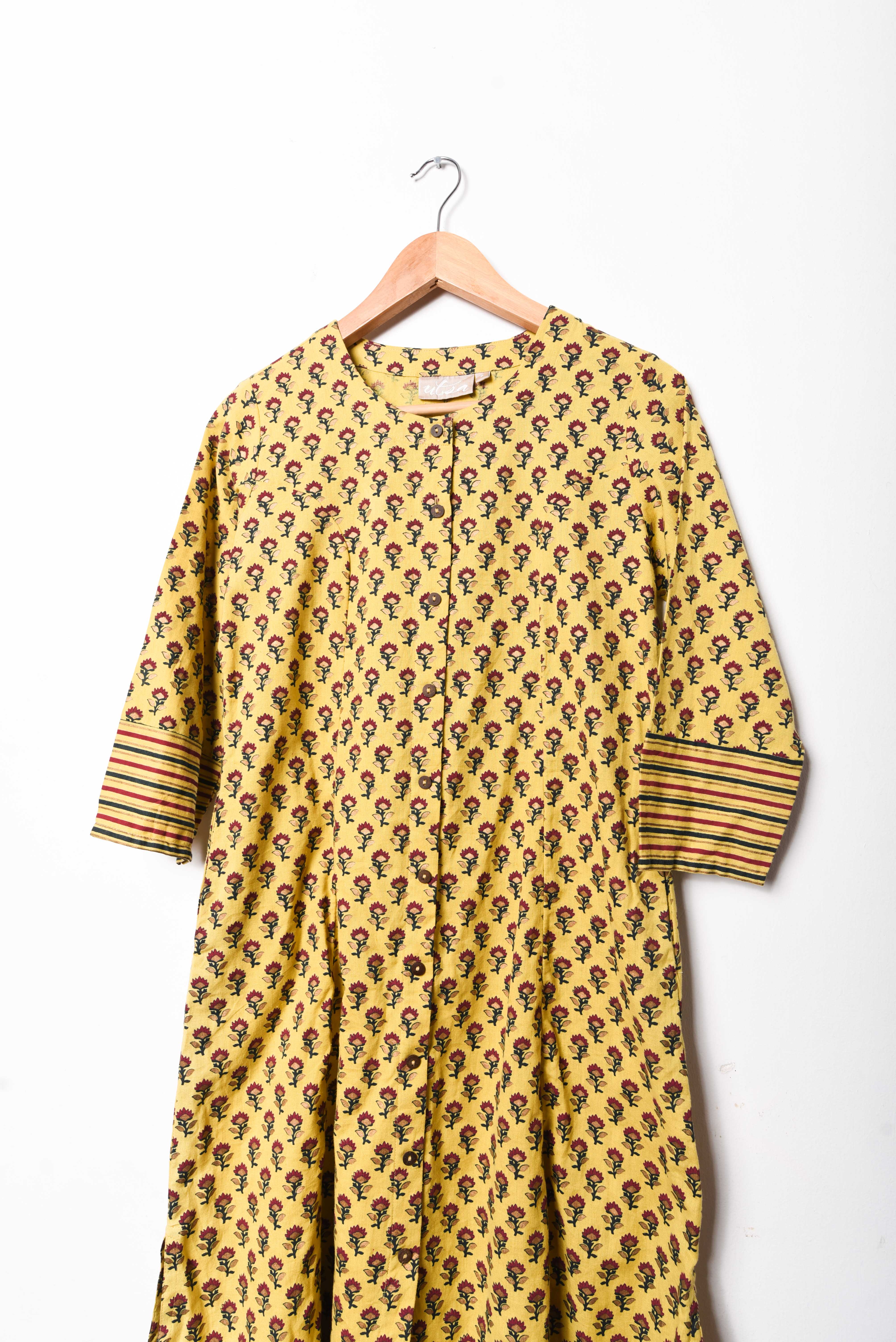 Maxi vestido amarillo floral túnica