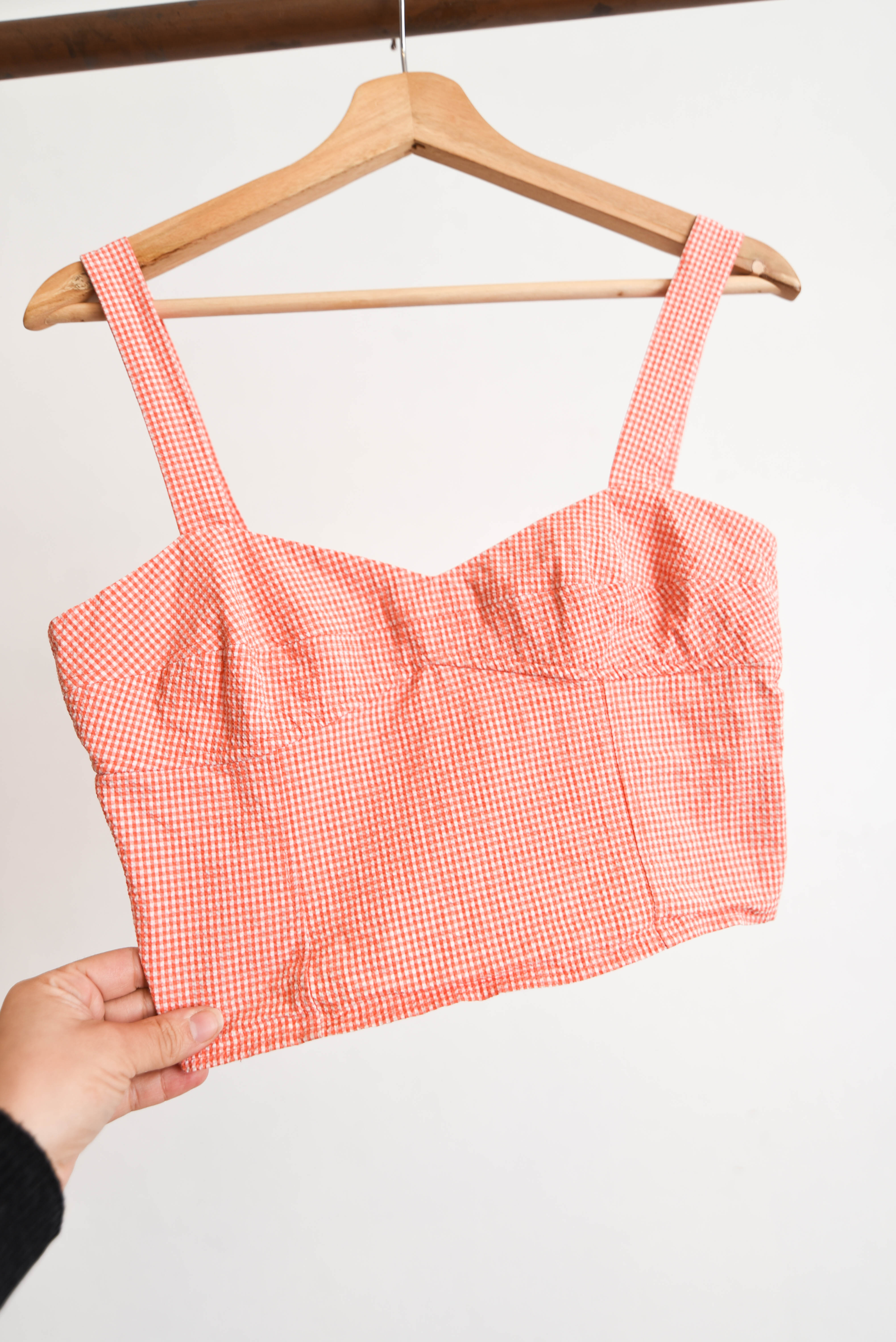 Top gingham coral