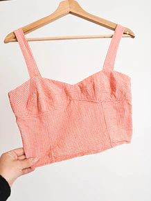 Top gingham coral