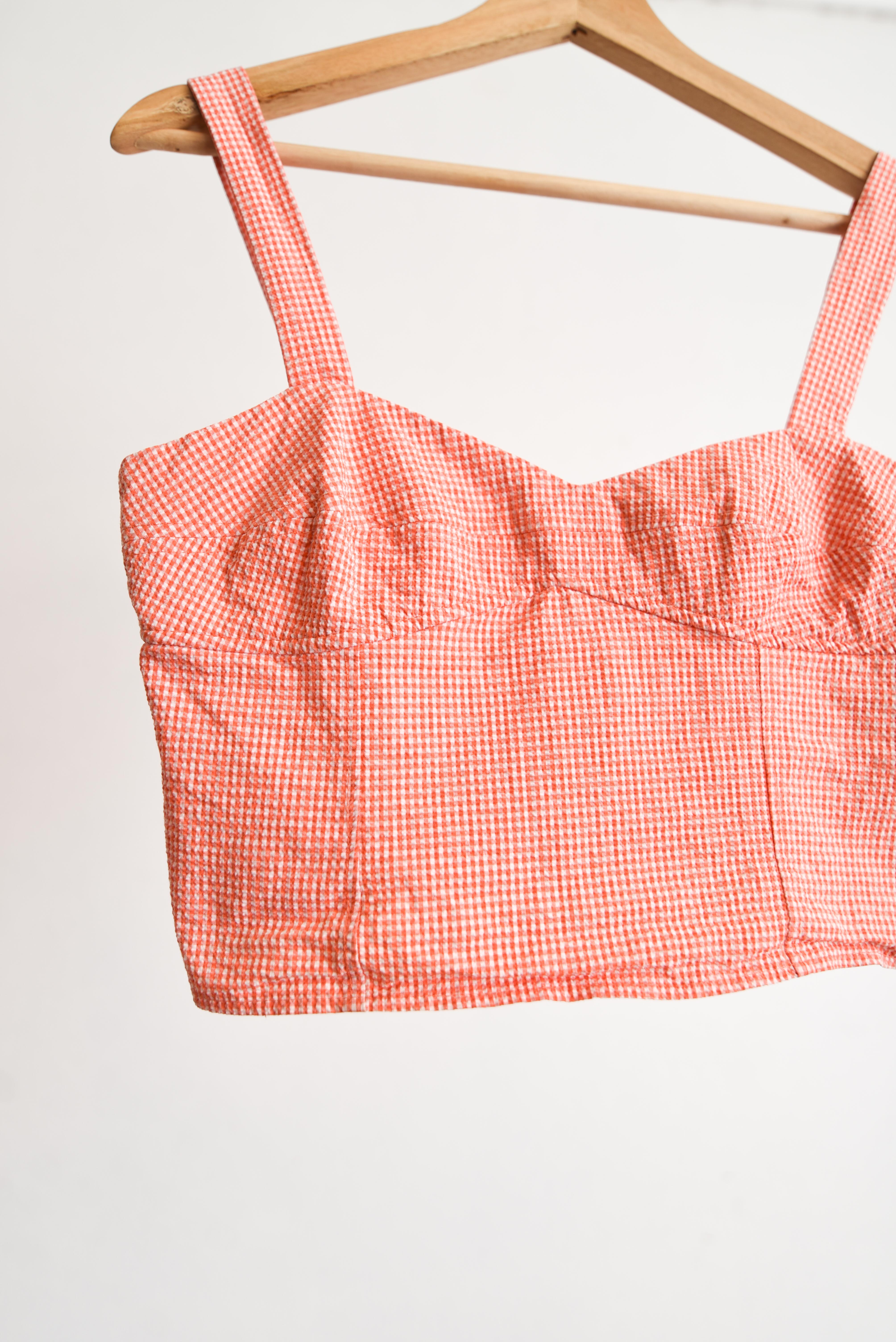 Top gingham coral