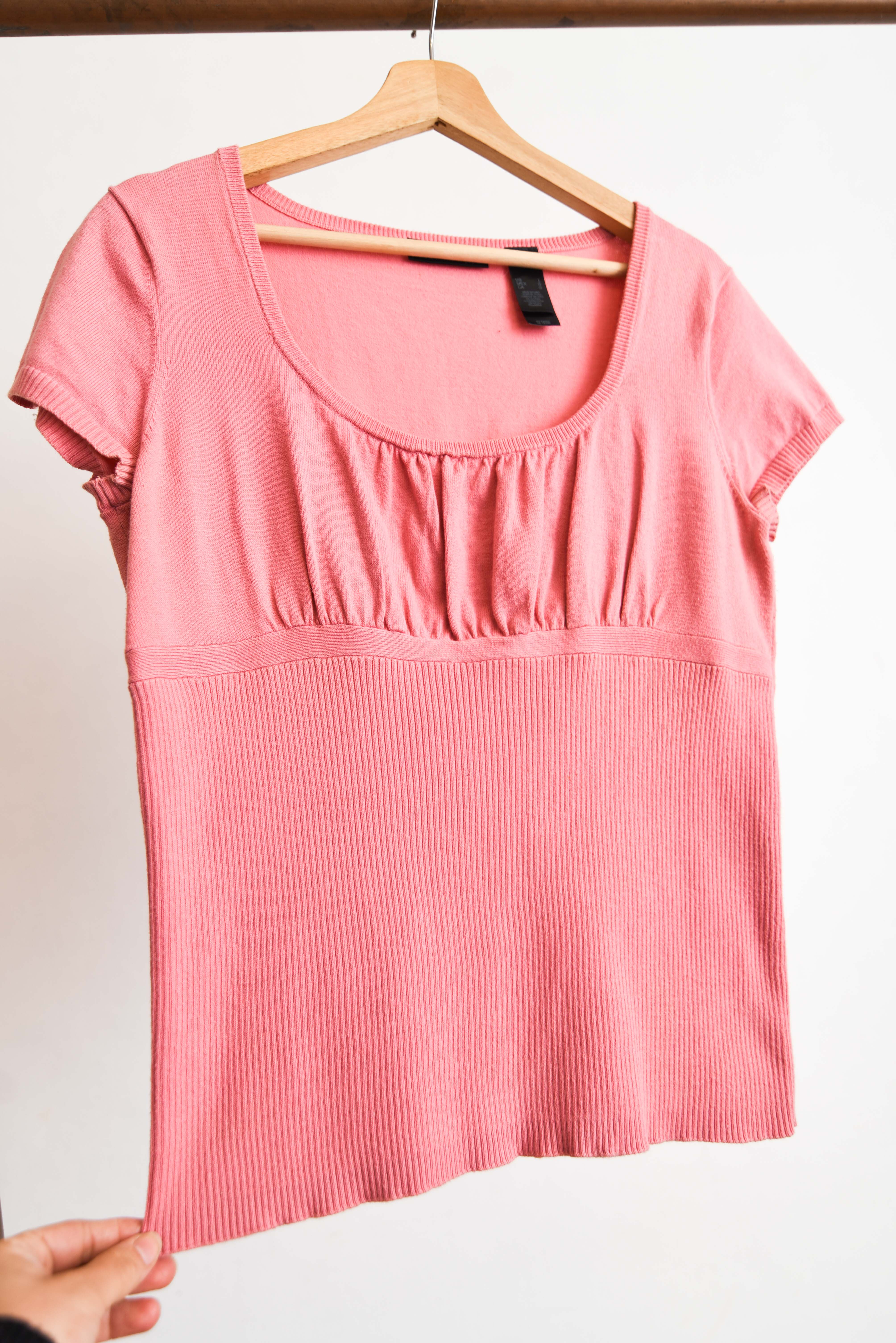 Top tejido rosado y2k