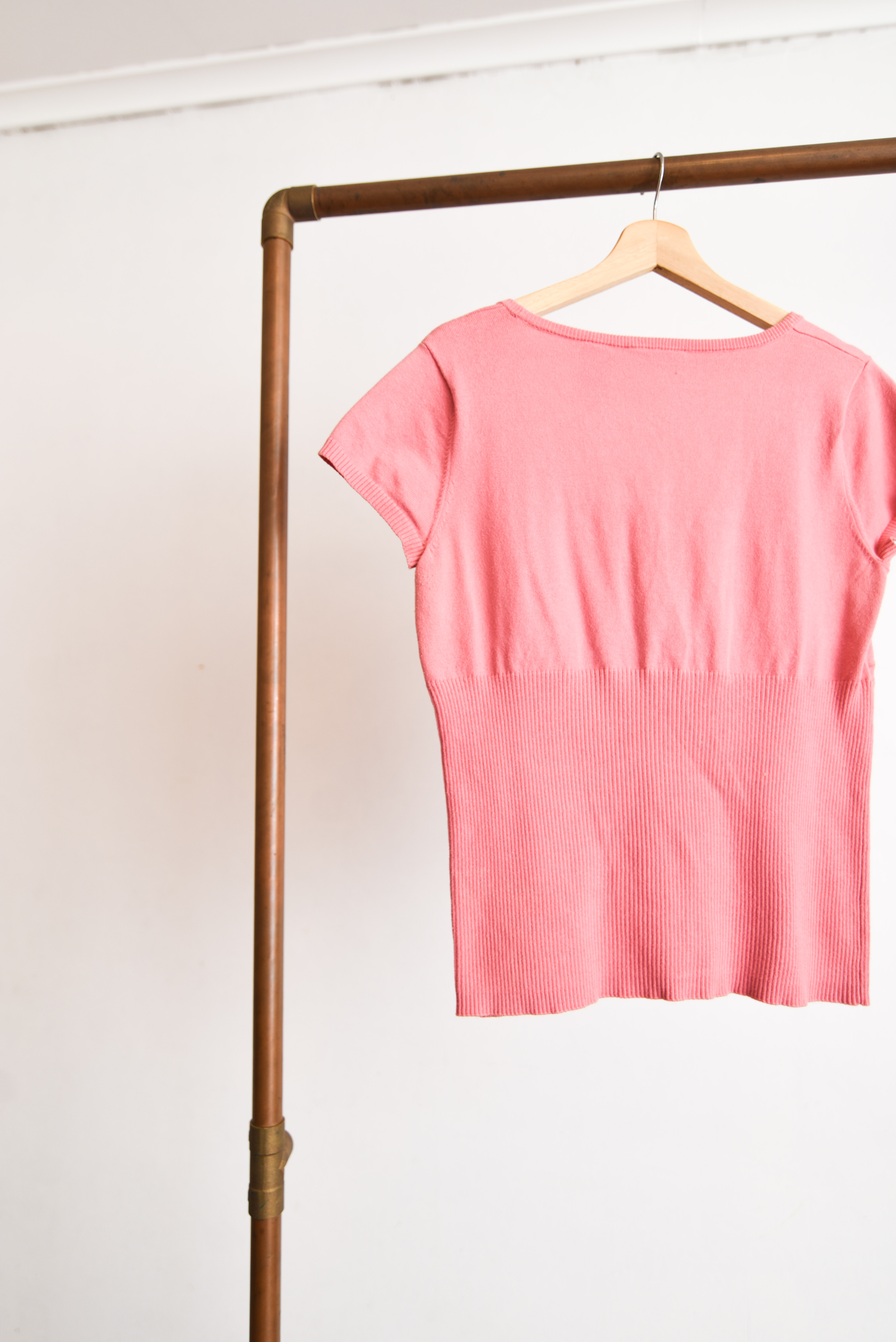 Top tejido rosado y2k
