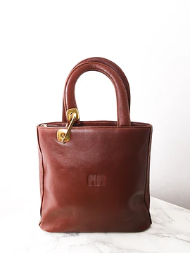 Cartera de mano café cuero vintage