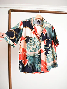 Blusa lencera green floral