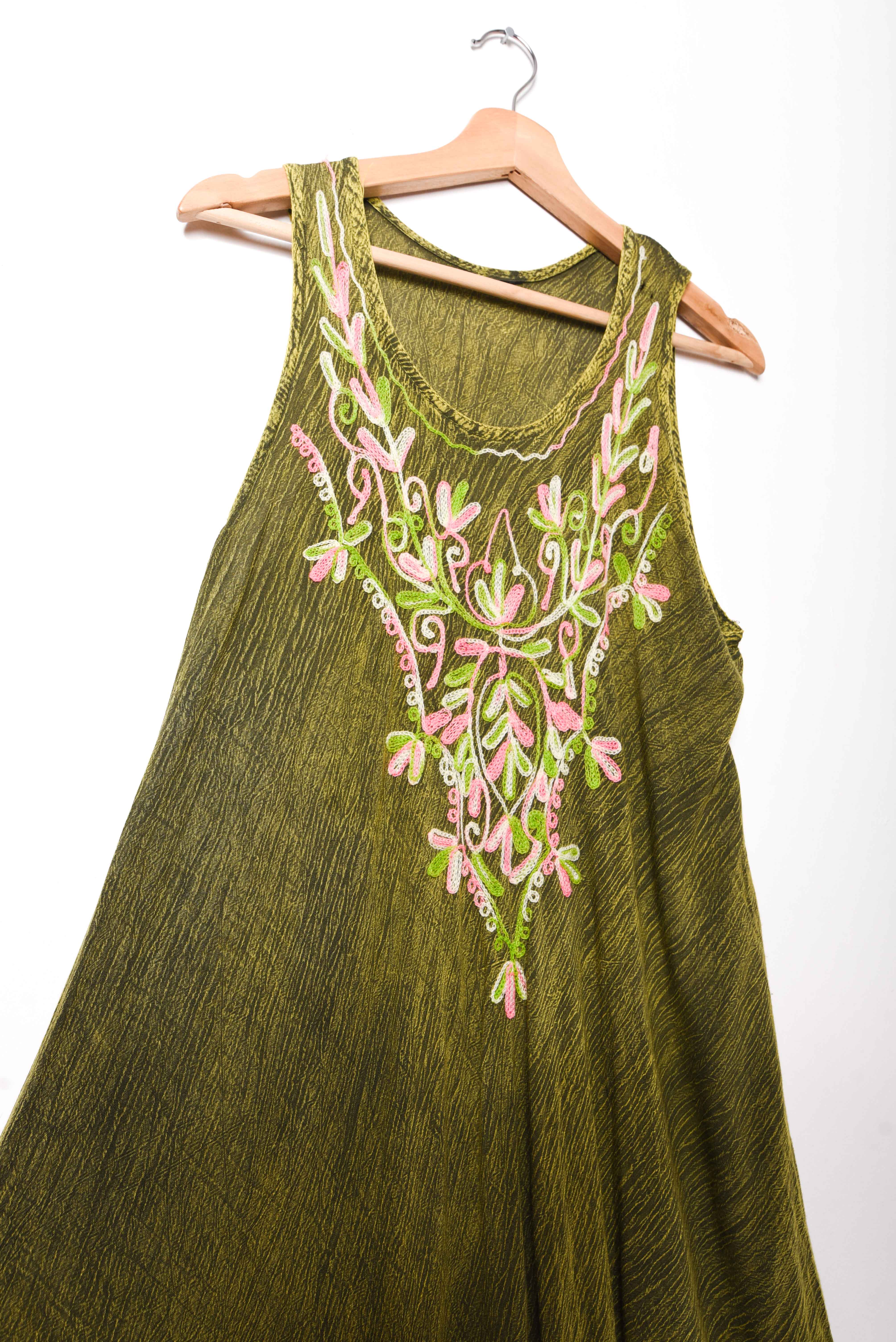 Vestido boho green bordado