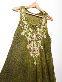 Vestido boho green bordado