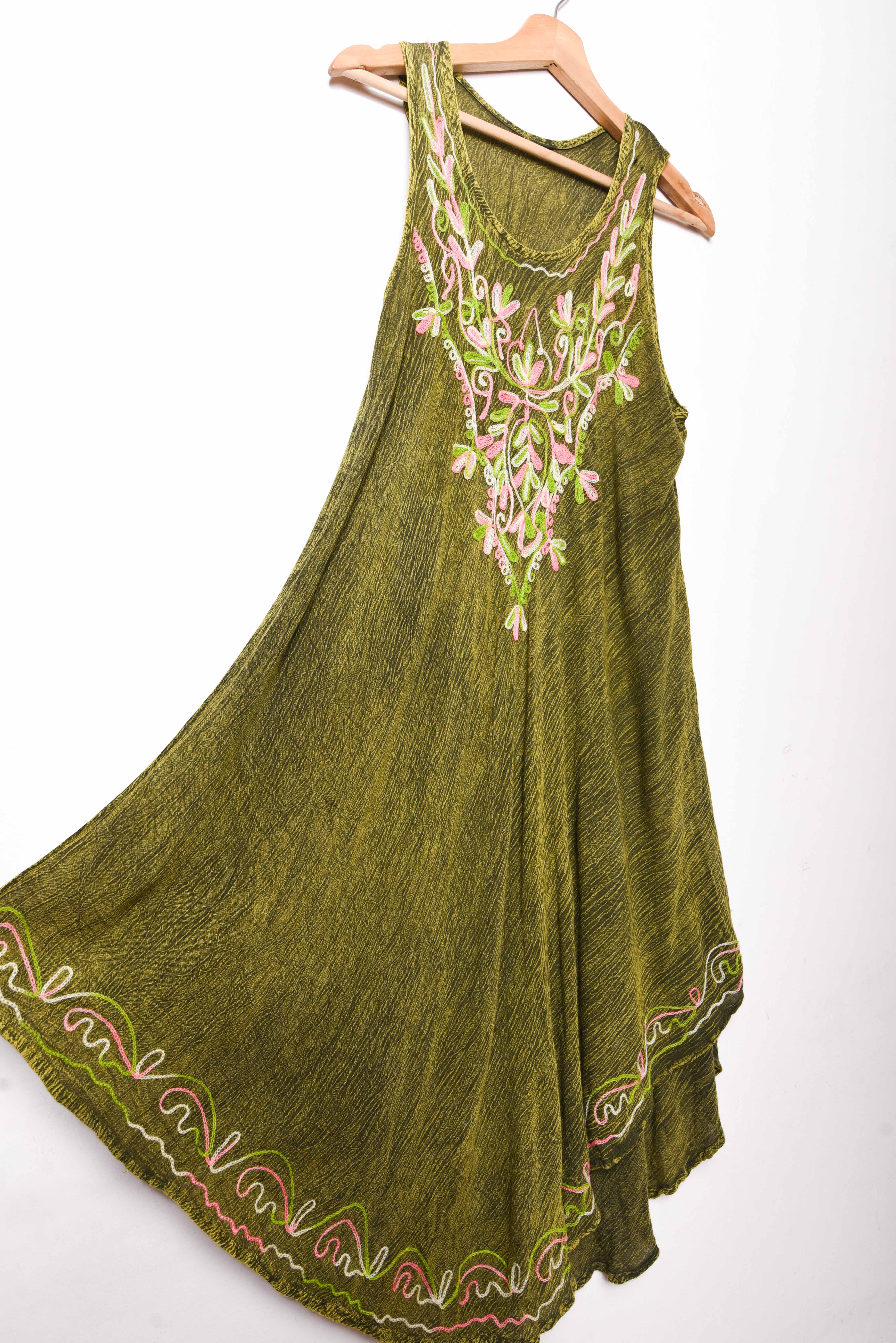 Vestido boho green bordado
