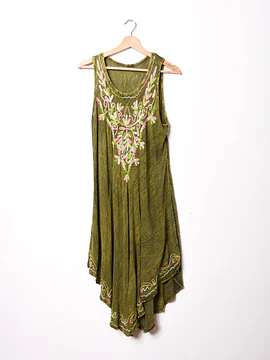 Vestido boho green bordado