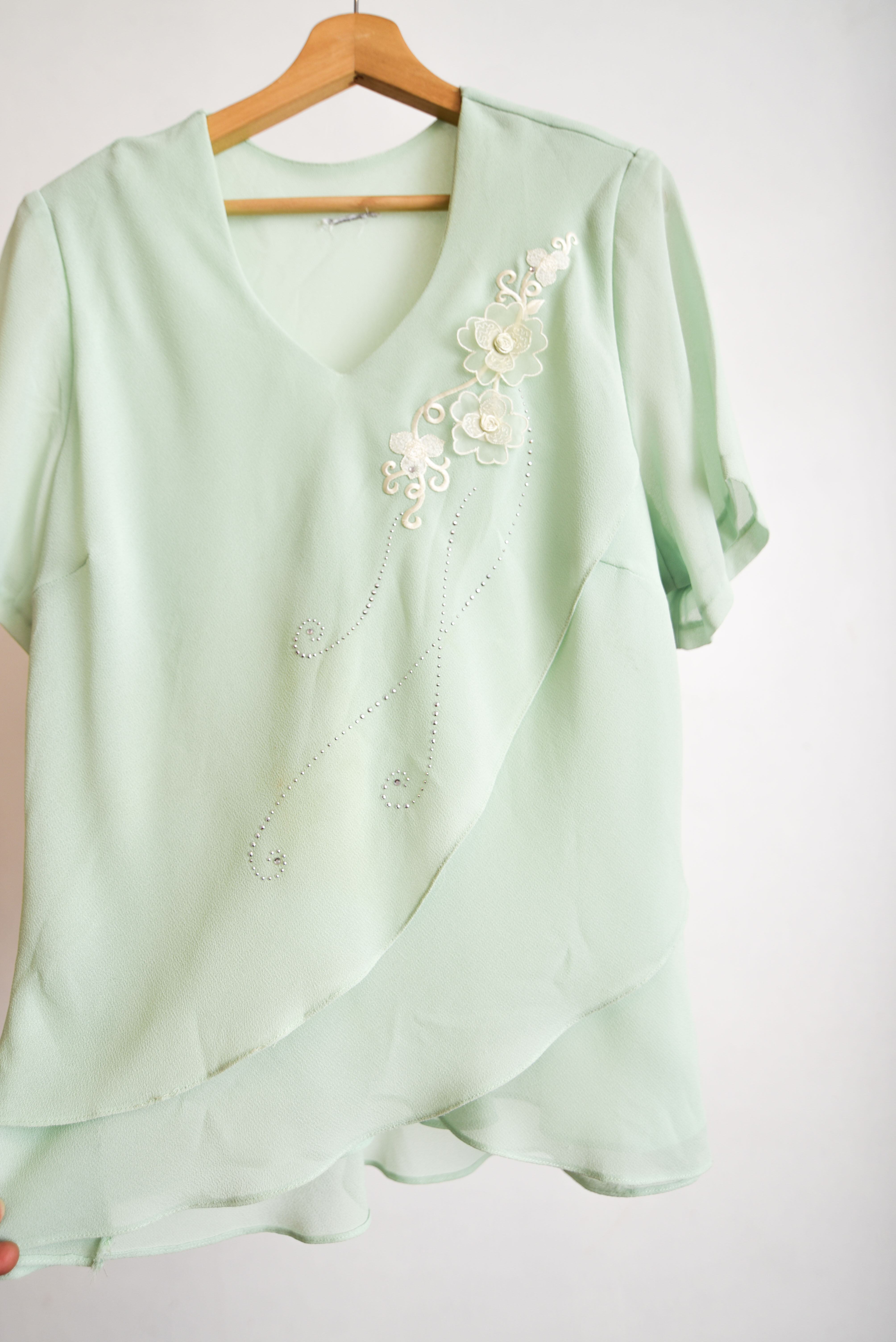 Top verde pastel vaporoso vntg