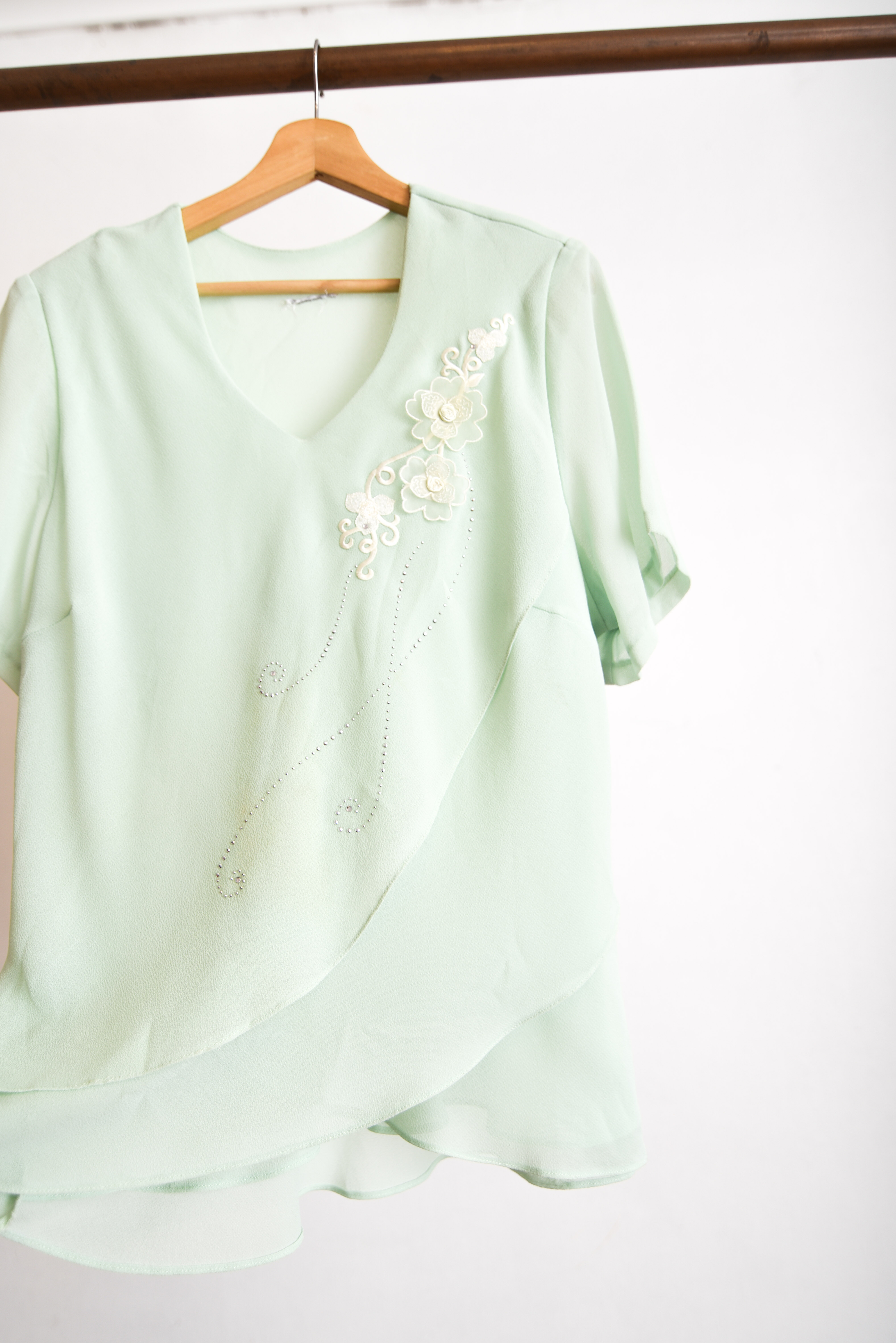 Top verde pastel vaporoso vntg