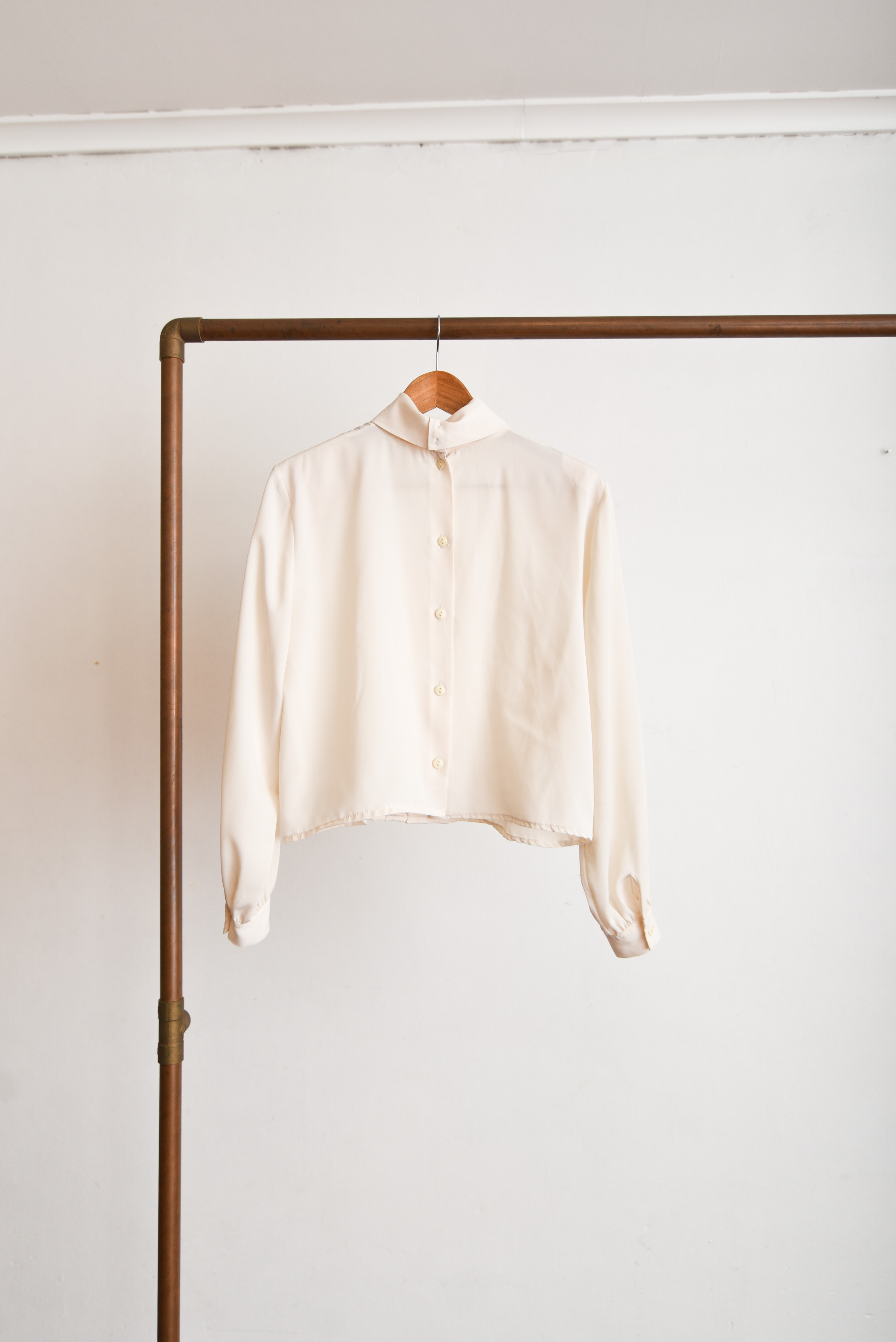 Blusa marfil plisada broderie vintage