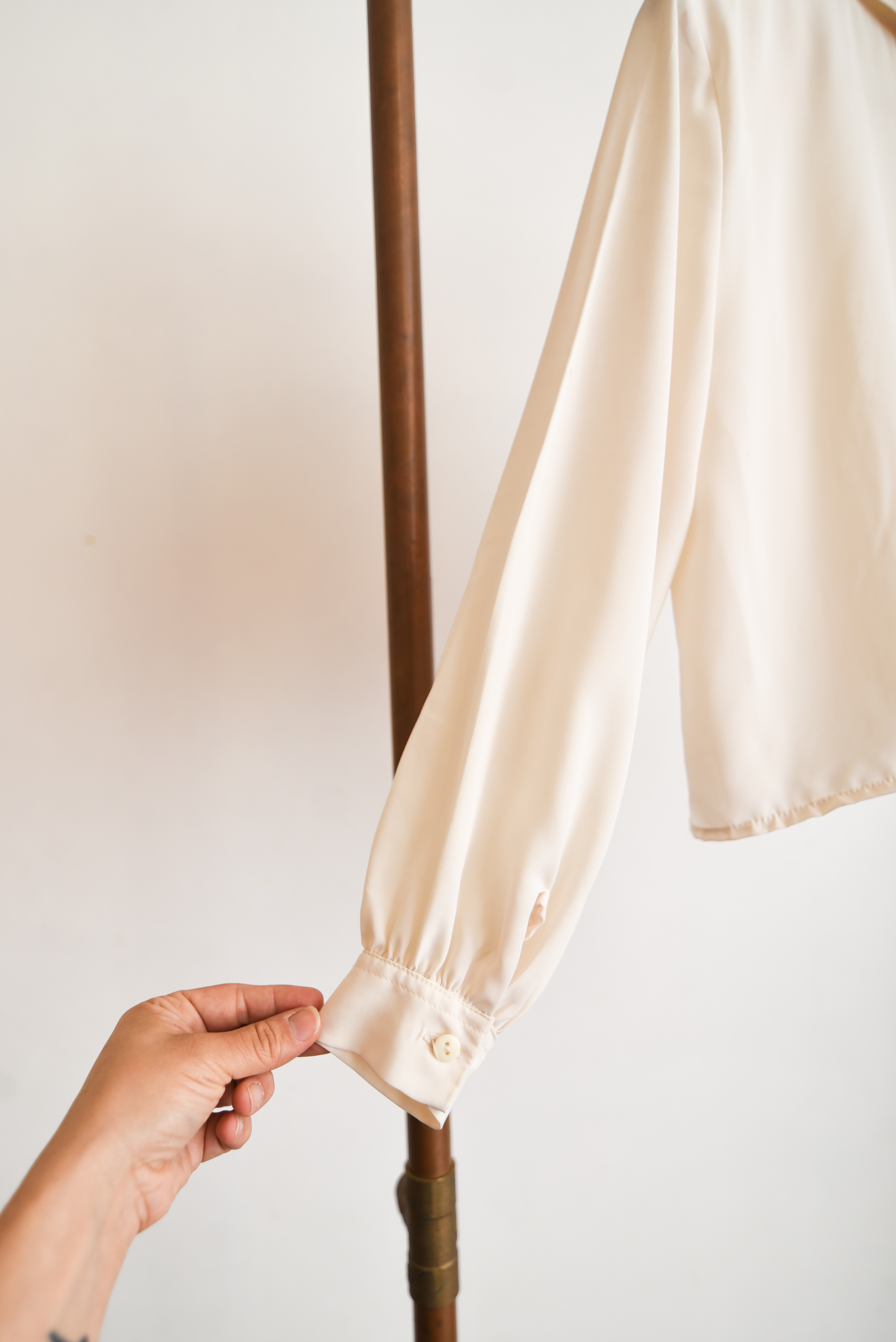 Blusa marfil plisada broderie vintage