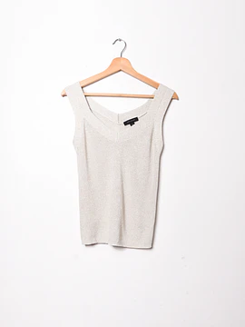 Top tejido beige brillos