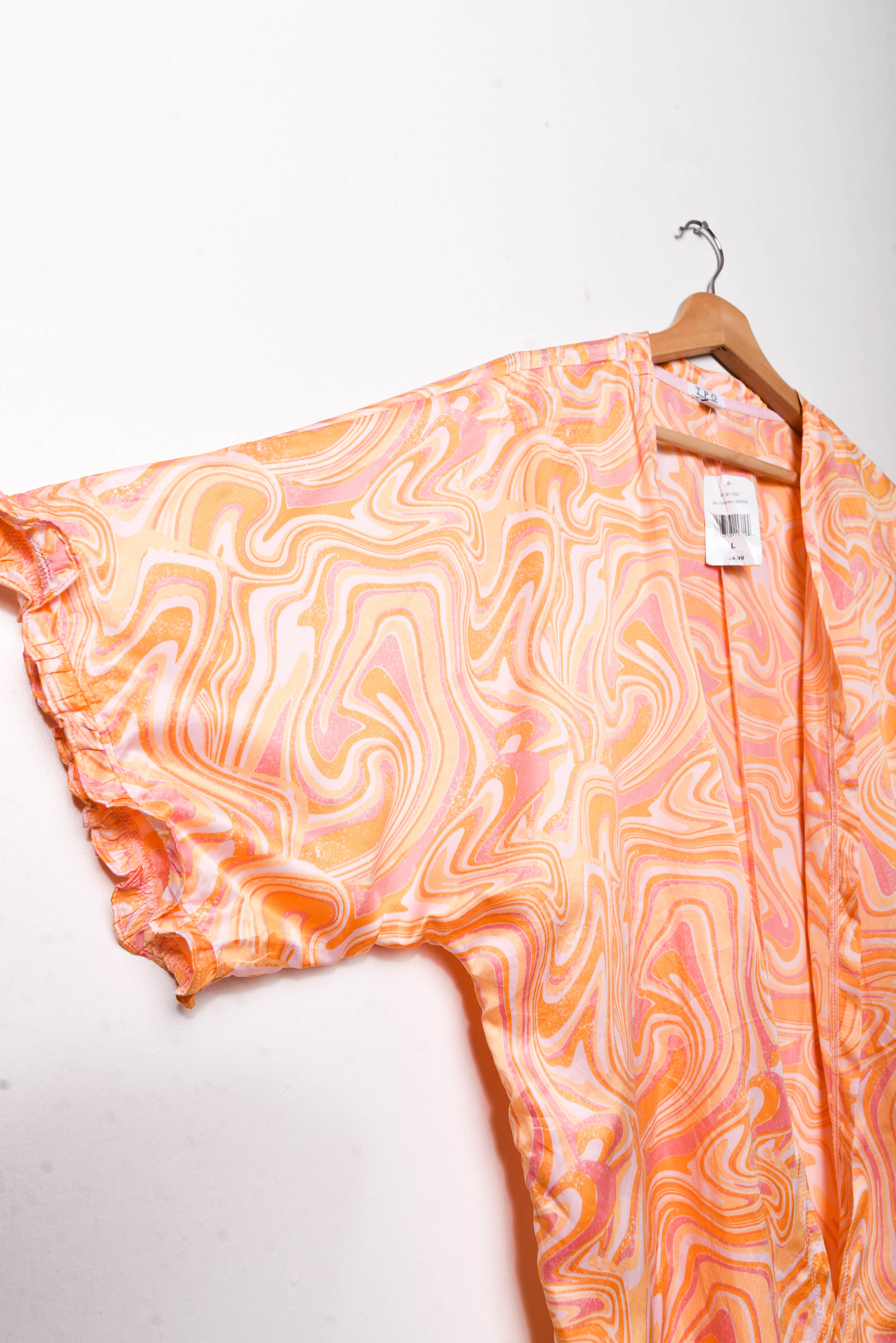 Kimono satinado naranjo wavy