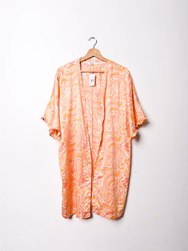 Kimono satinado naranjo wavy