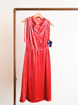 Vestido rosa velvet deadstock vntg 70s