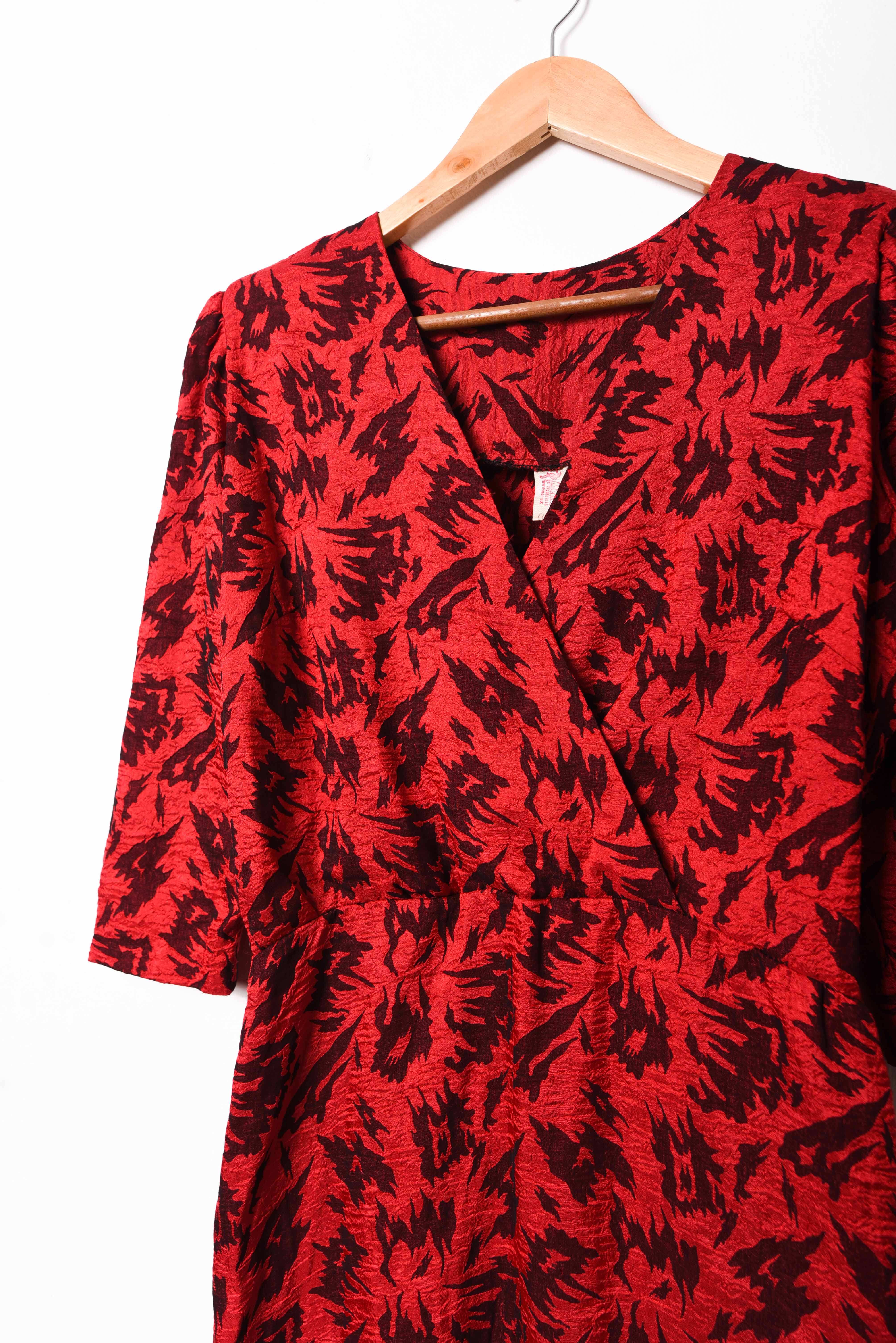 Vestido rojo brocato vintage