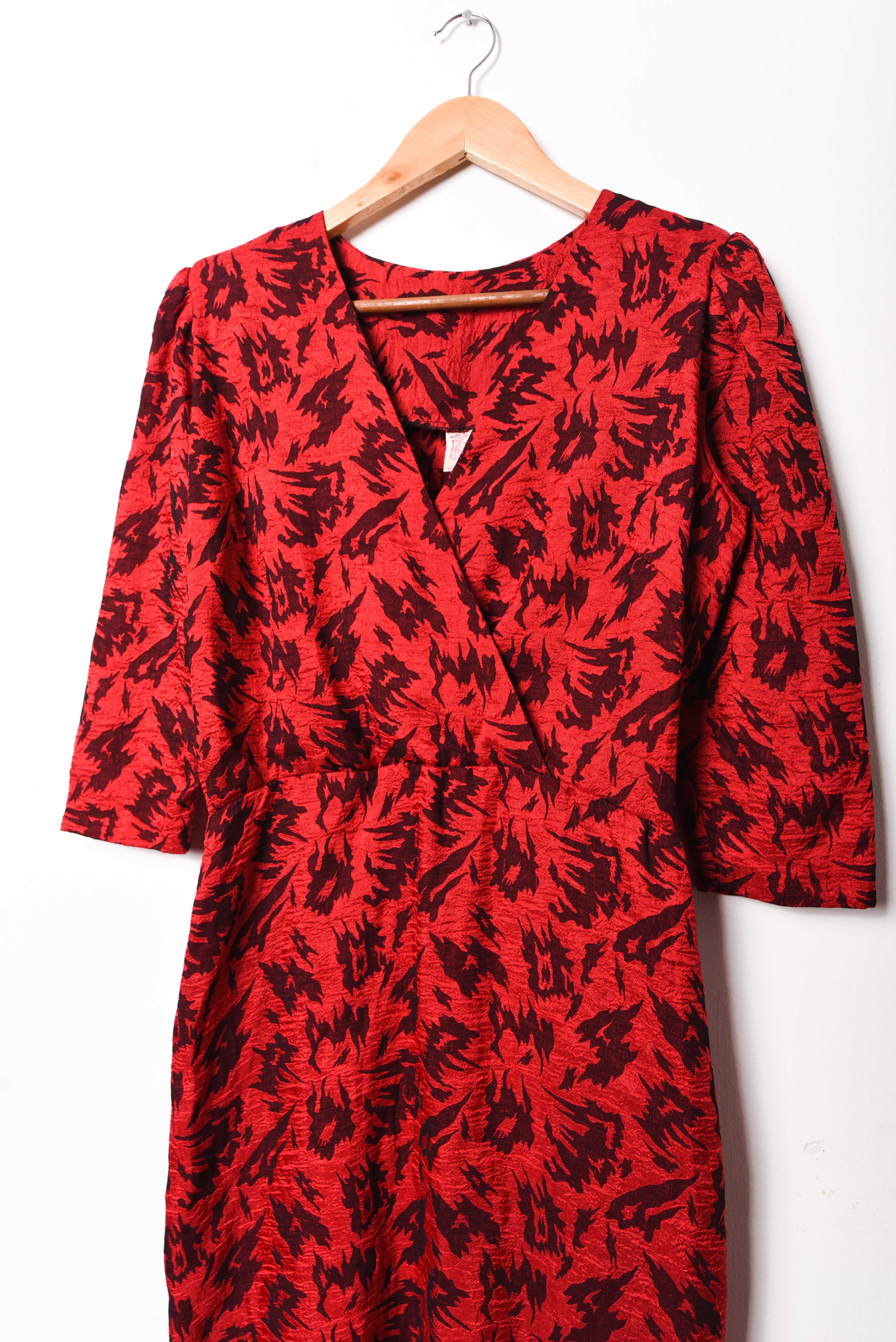 Vestido rojo brocato vintage