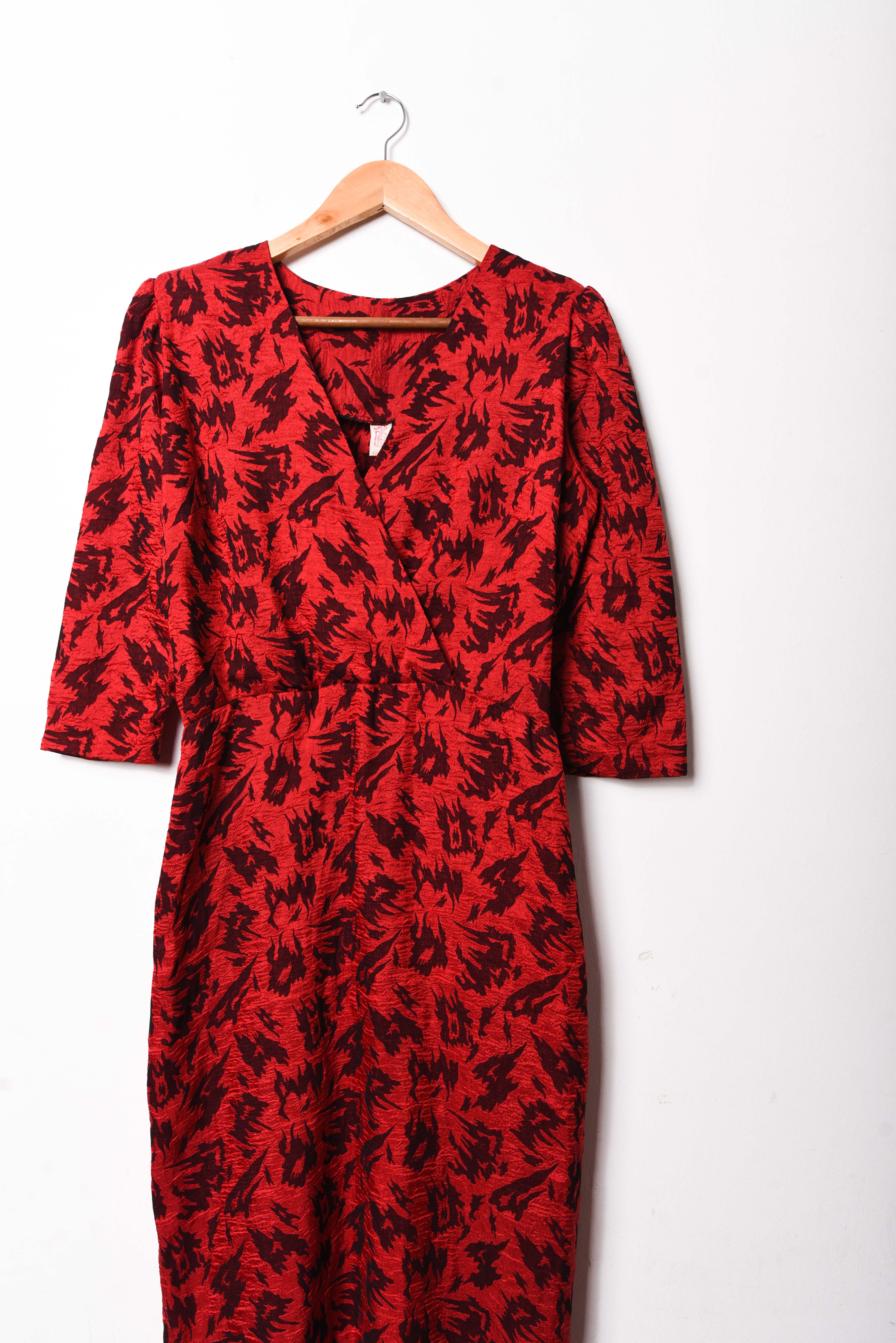 Vestido rojo brocato vintage