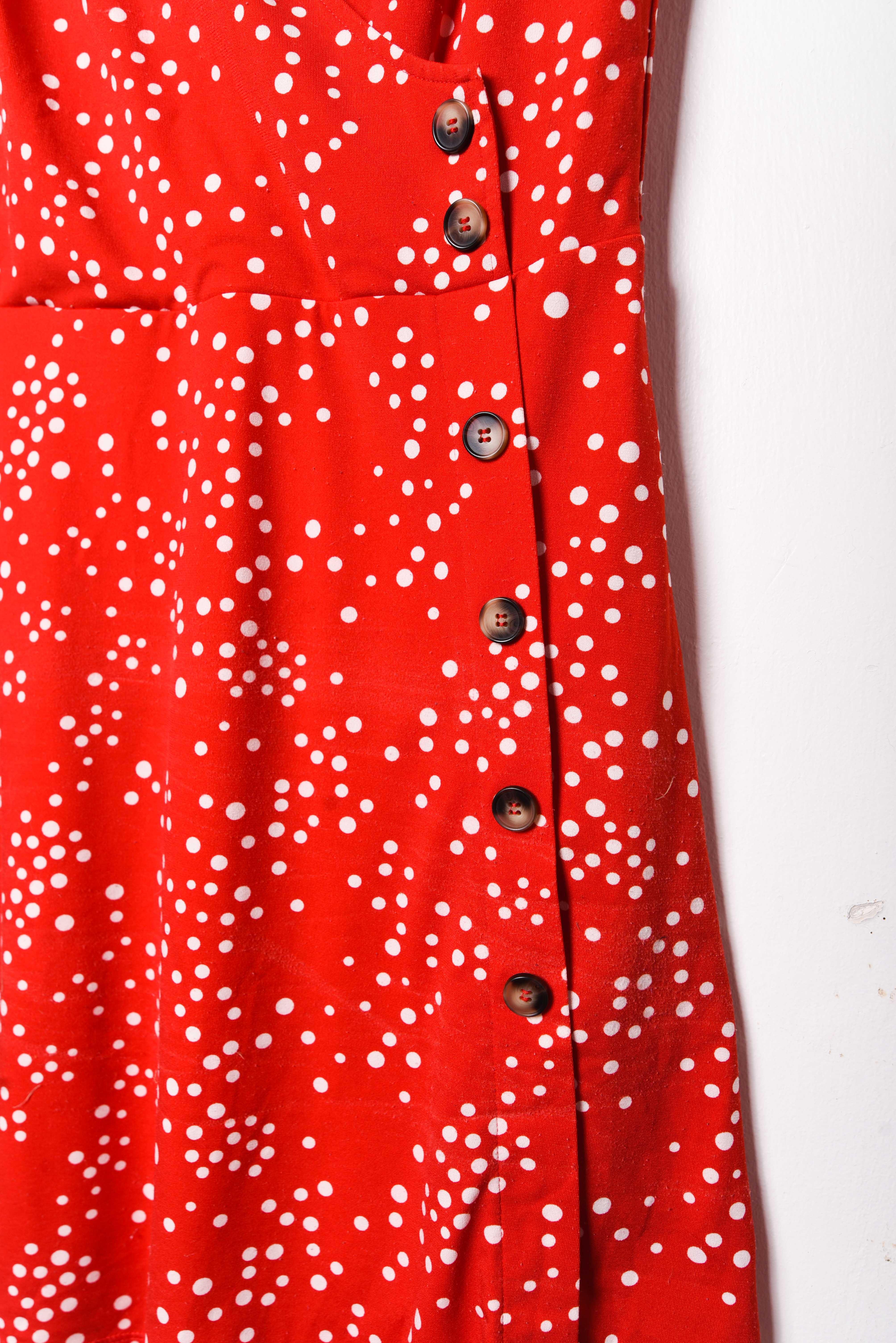 Vestido rojo dots botones
