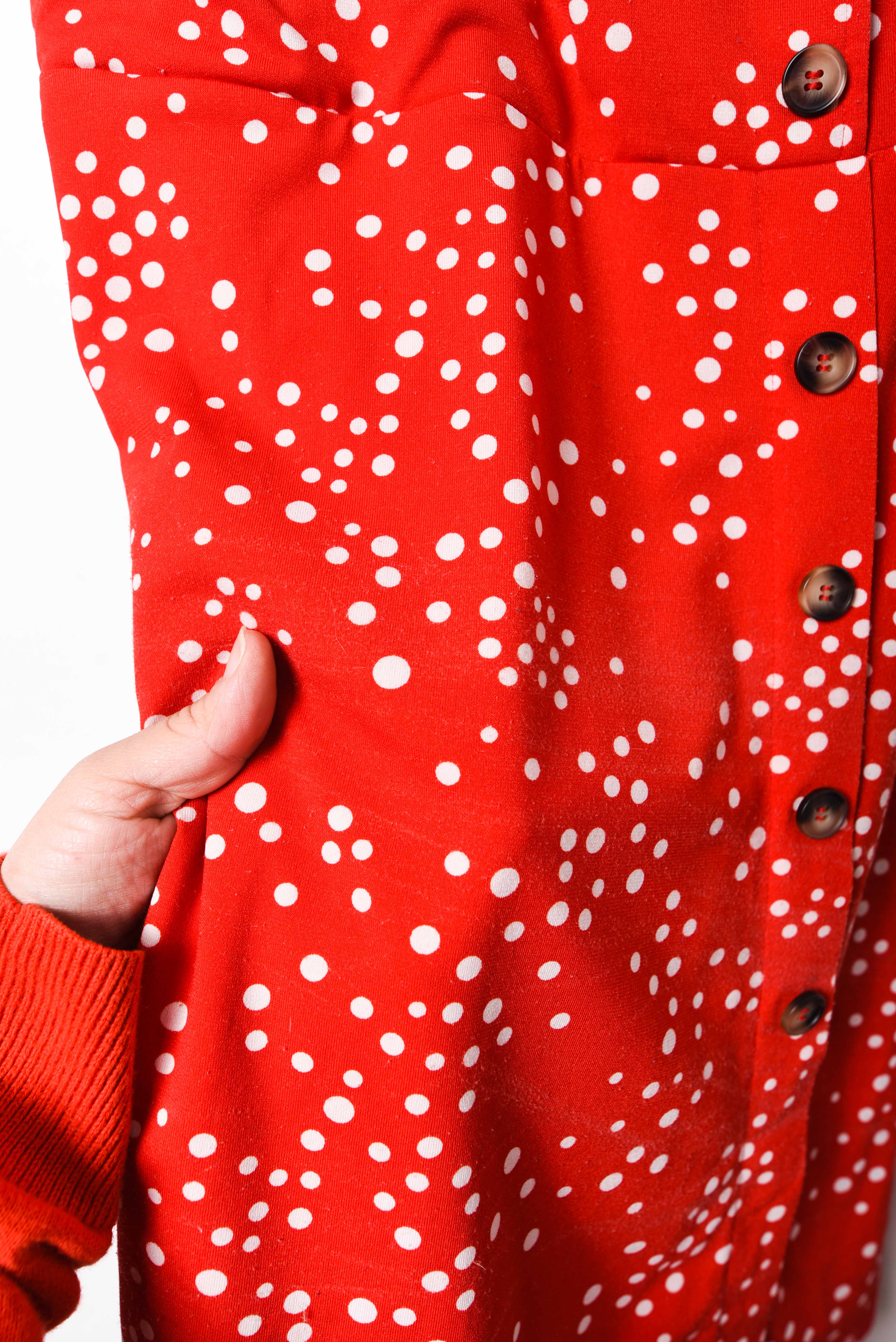 Vestido rojo dots botones