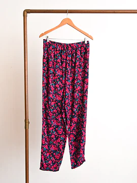 Pantalón floral bombacho rosado