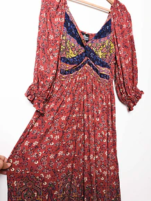 Vestido burdeo boho bambula
