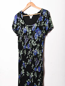 Maxi vestido black floral 90s