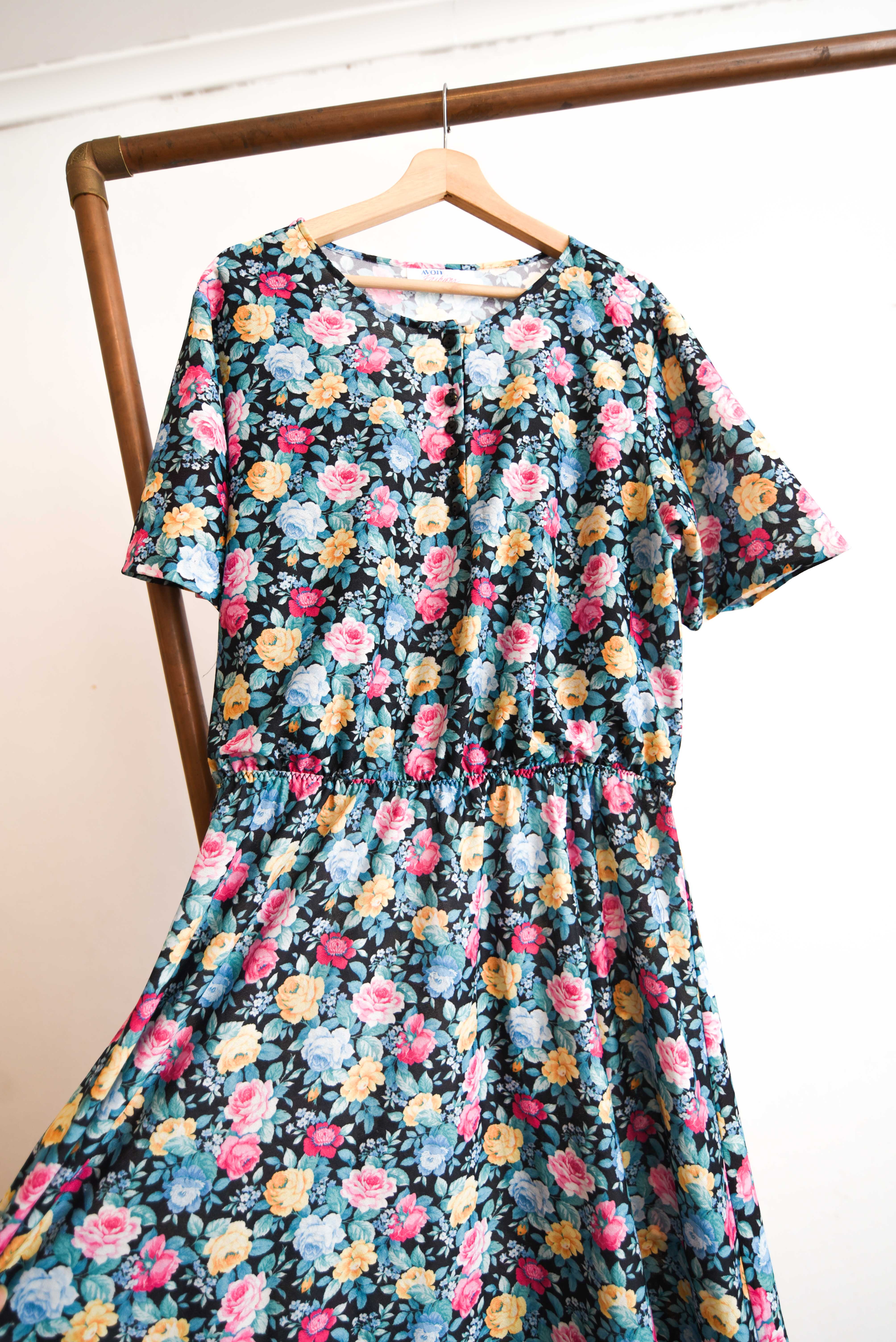 Vestido 80s Avon Fashions floral