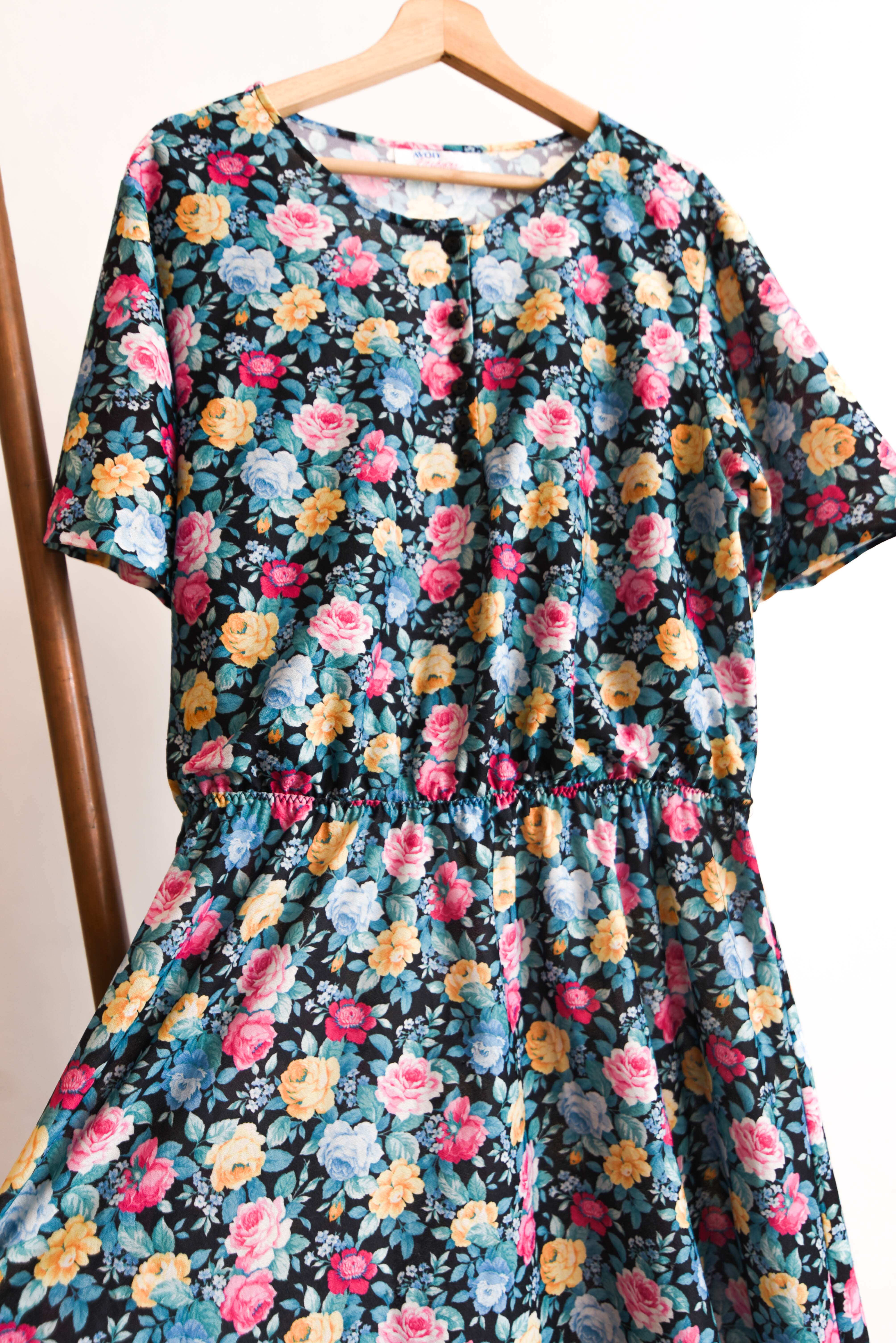 Vestido 80s Avon Fashions floral