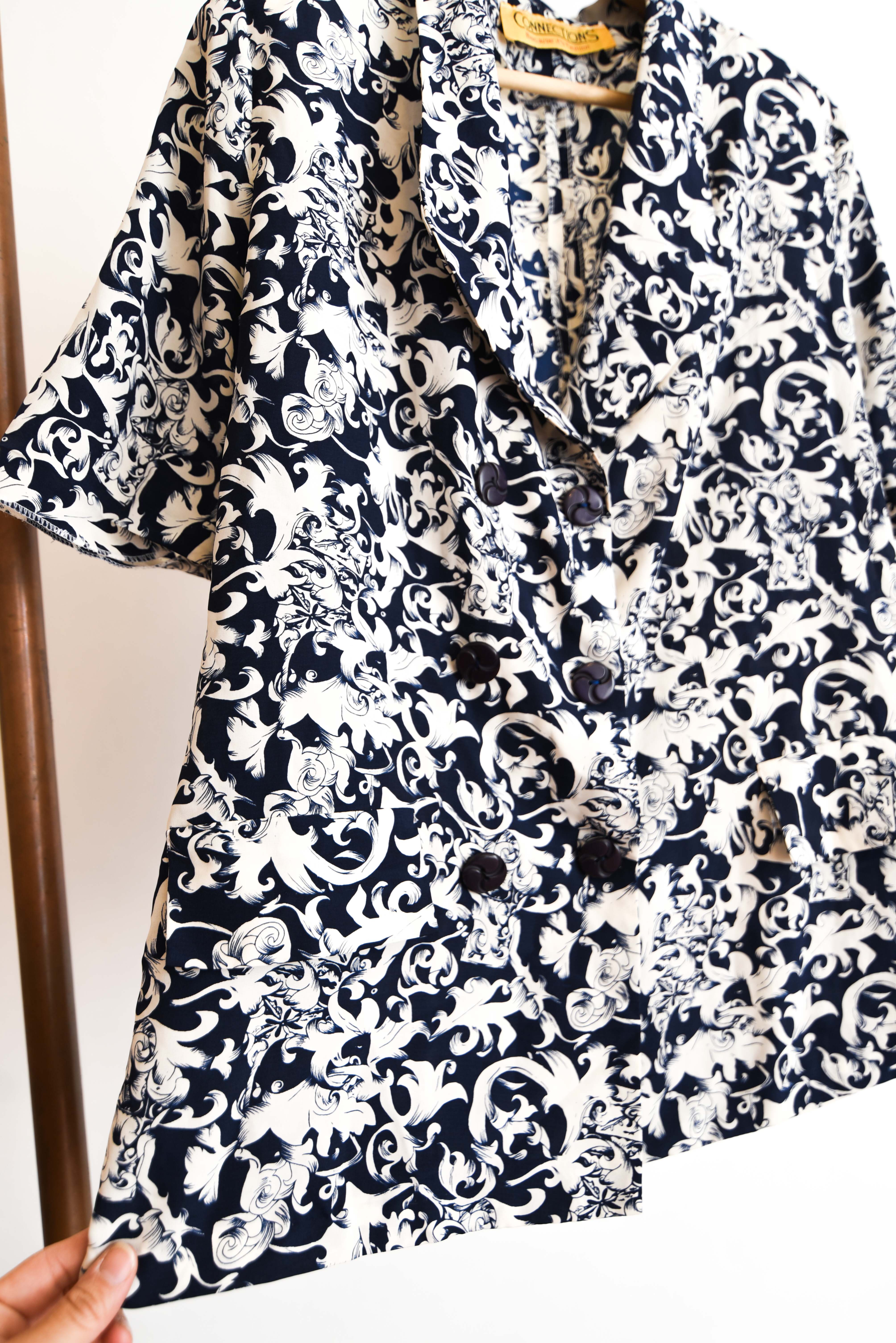 Blusón navy floral vntg