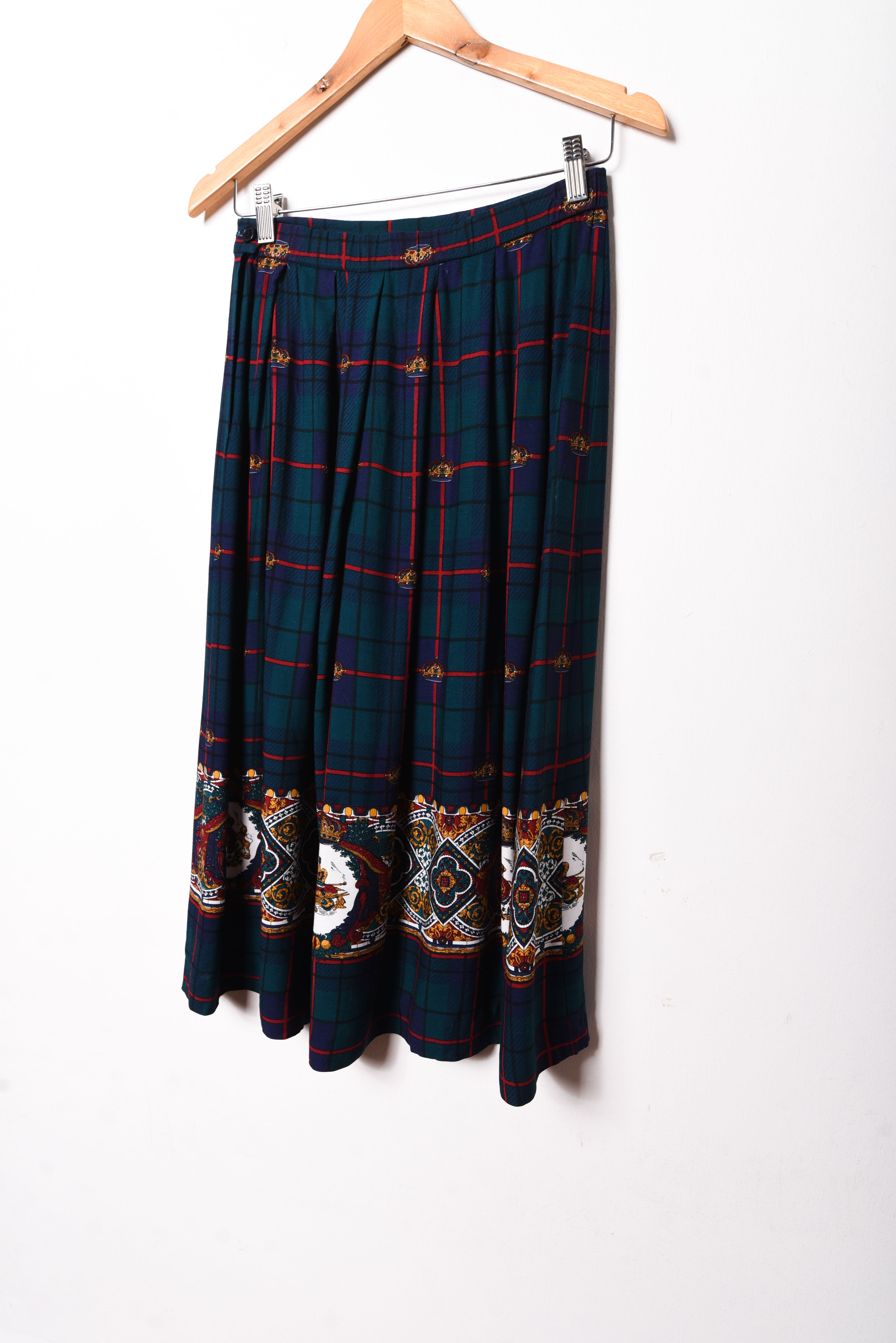 Falda midi navy green vntg