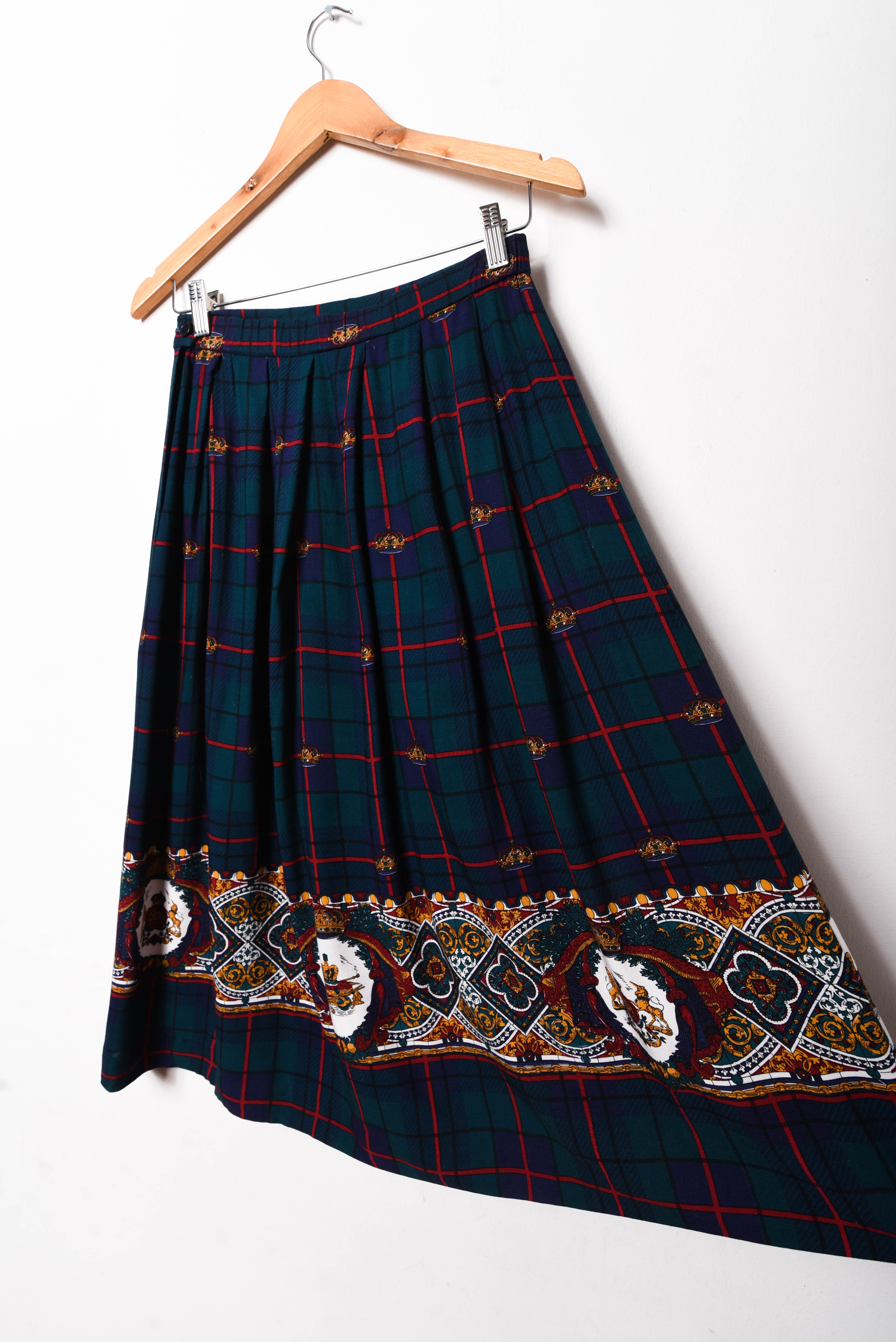 Falda midi navy green vntg