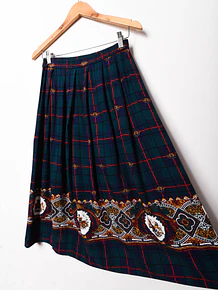 Falda midi navy green vntg