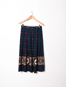 Falda midi navy green vntg