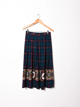 Falda midi navy green vntg
