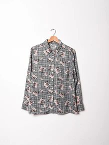 Blusa gris Gales y flores