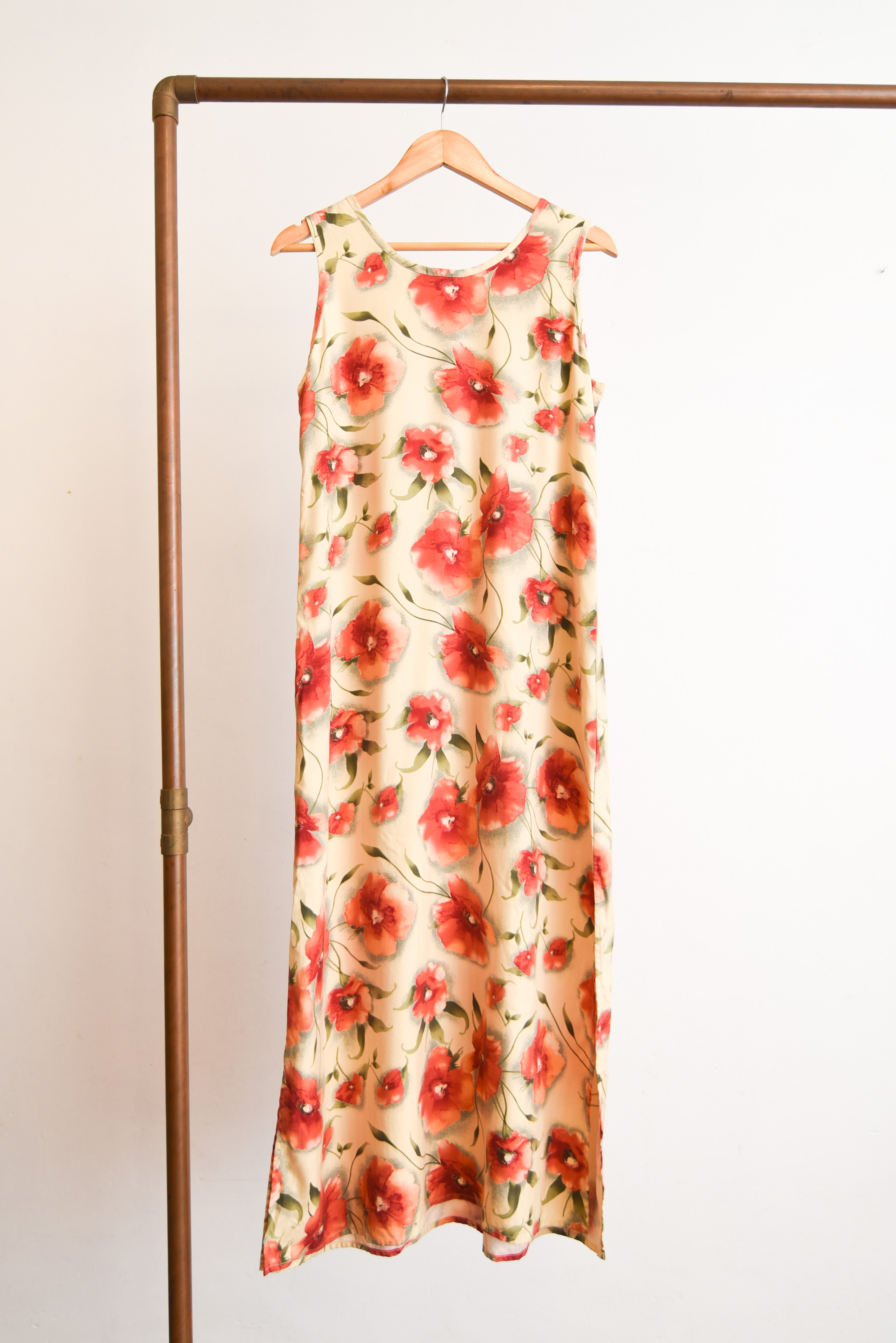 Maxi vestido seda floral