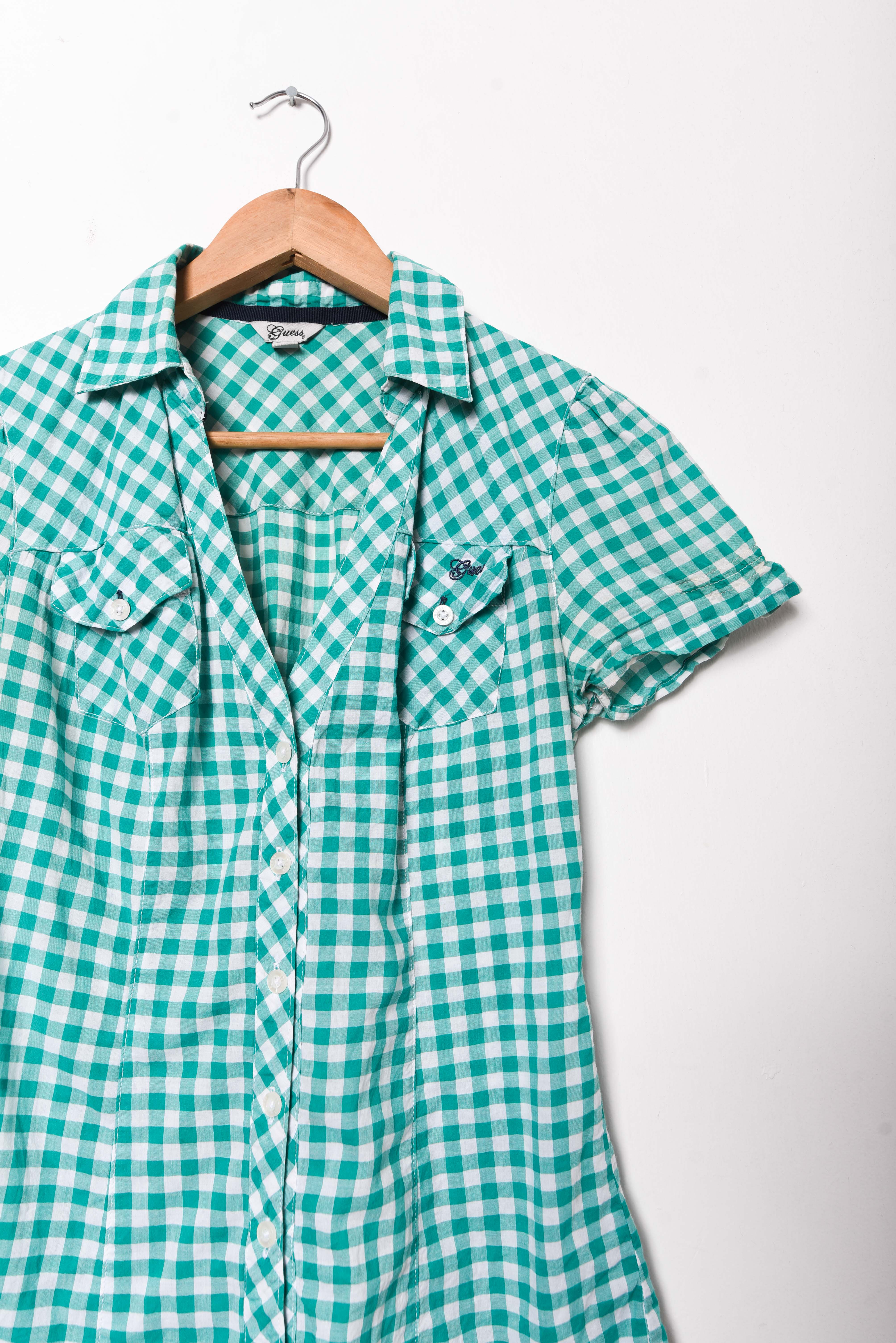 Blusa green gingham Guess