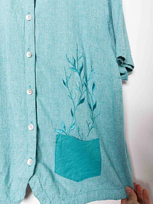 Camisa turquesa mao vntg