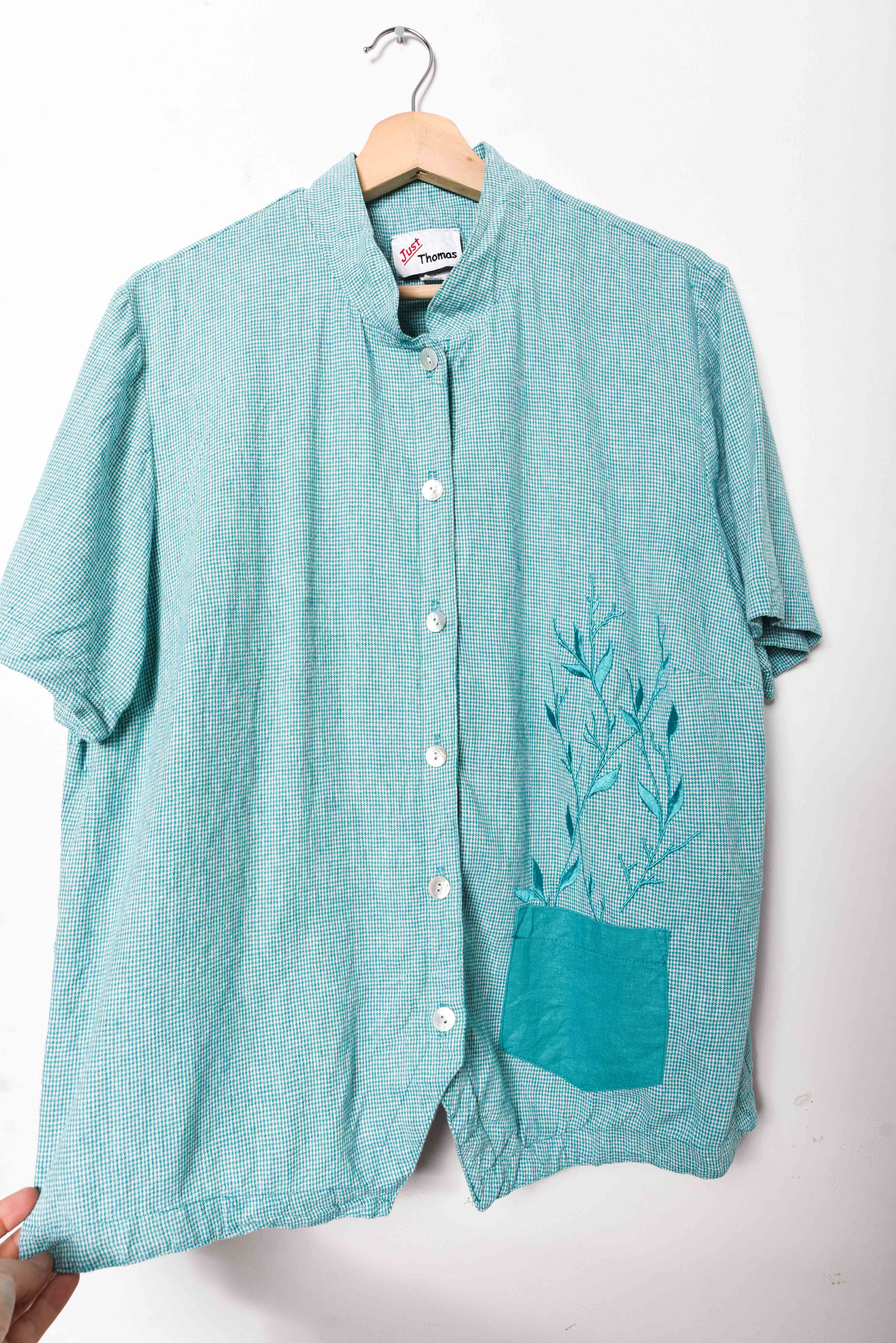 Camisa turquesa mao vntg