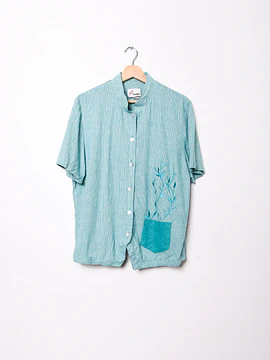 Camisa turquesa mao vntg