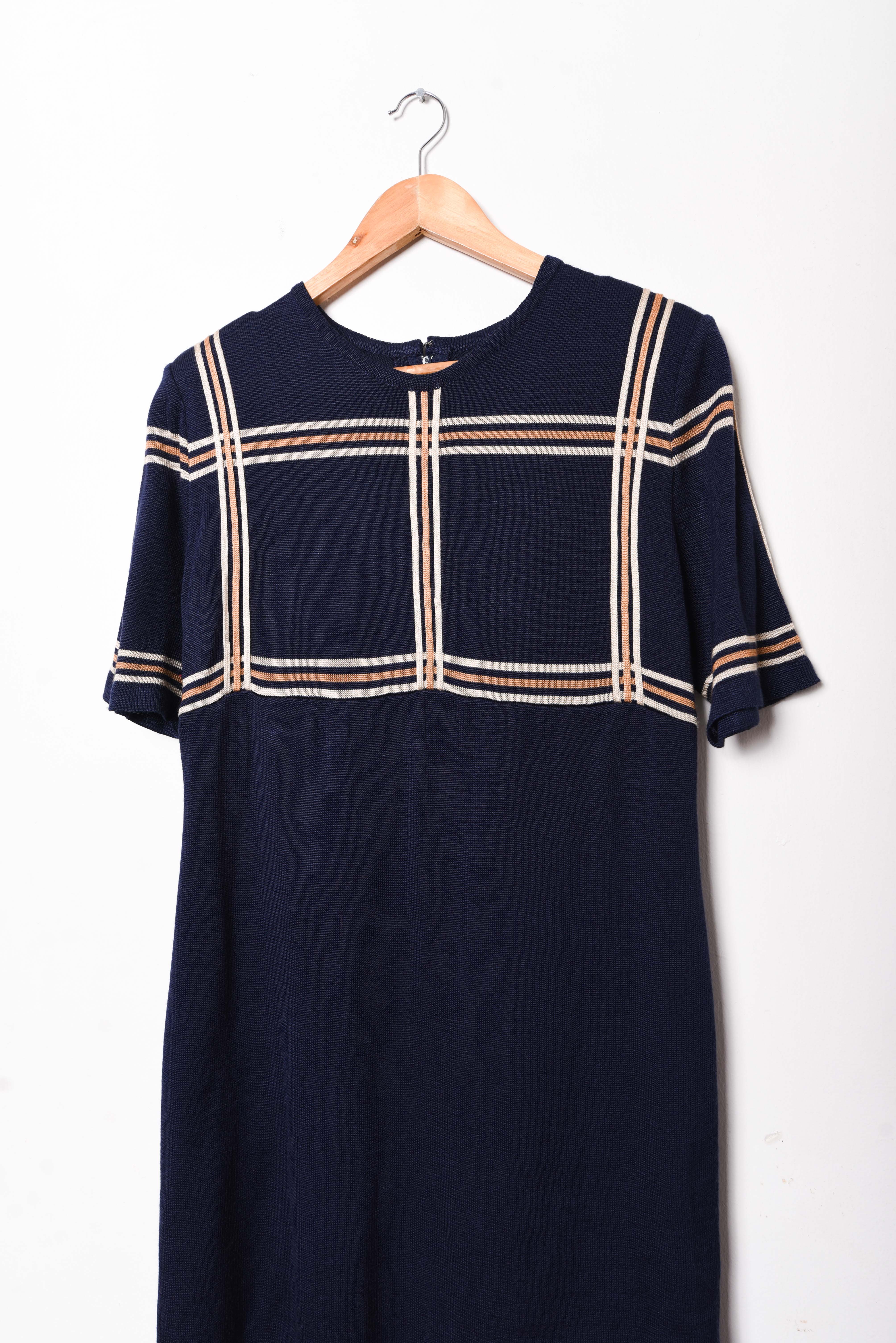 Vestido 60s tejido azul marino