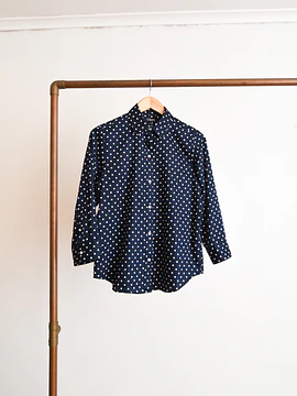 Camisa navy blue polka dots cotton