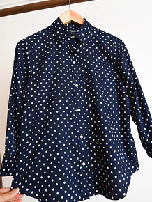 Camisa navy blue polka dots cotton