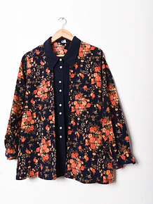 Blusa azul floral vintage