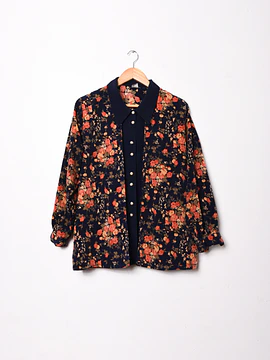 Blusa azul floral vintage